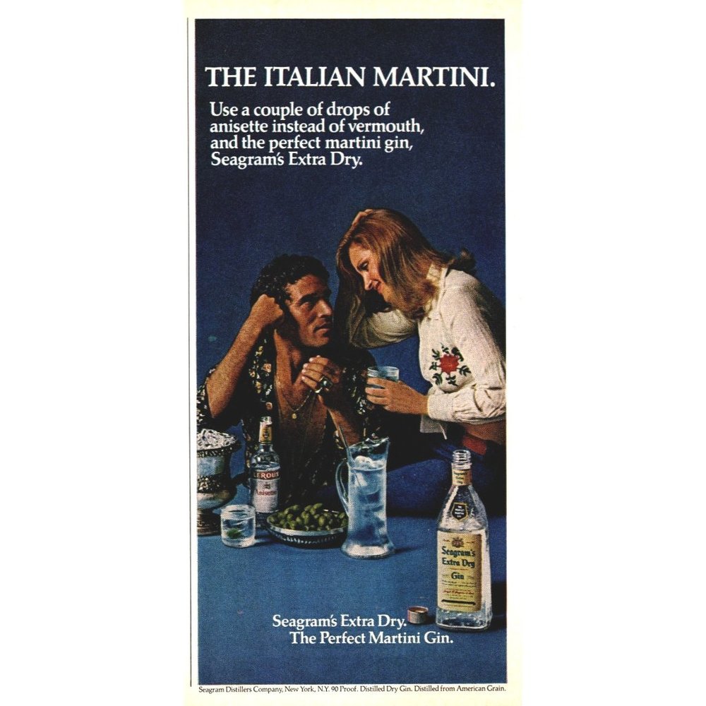 1974 Seagram's Extra Dry Gin Vintage Print Ad Italian Martini Wall Art Photo